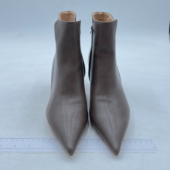 Brown Women Chic Low Heel Ankle Boots Pointed Toe Side Zipper Party Shoes - Picture 2 of 6